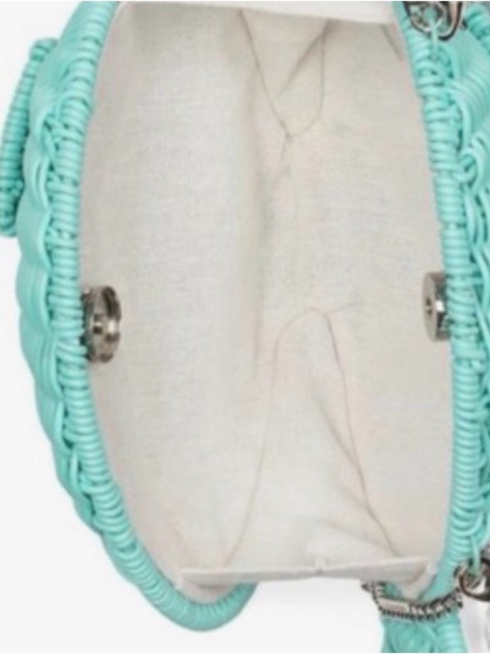New Tommy Bahama Teal Woven Fish-Shaped Bag - Picture 4 of 15